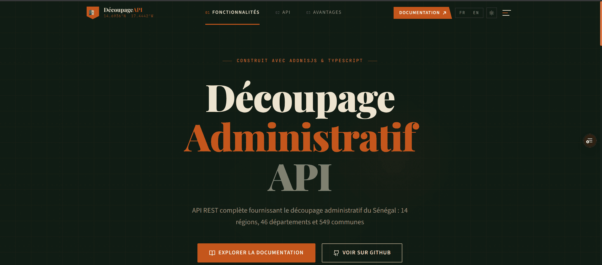 Découpage Sénégal API